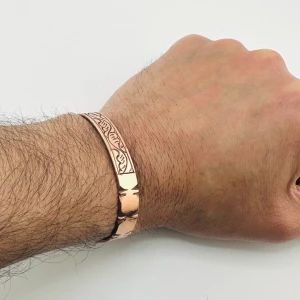 100% Copper Medicine Bracelet. Medium Thickness Carved Arthritis Pain Therapy.
