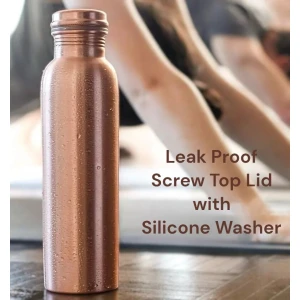 100% Pure Copper Water Bottle 32oz Leak Proof Lid. Free Extra Silicone Ring USA.