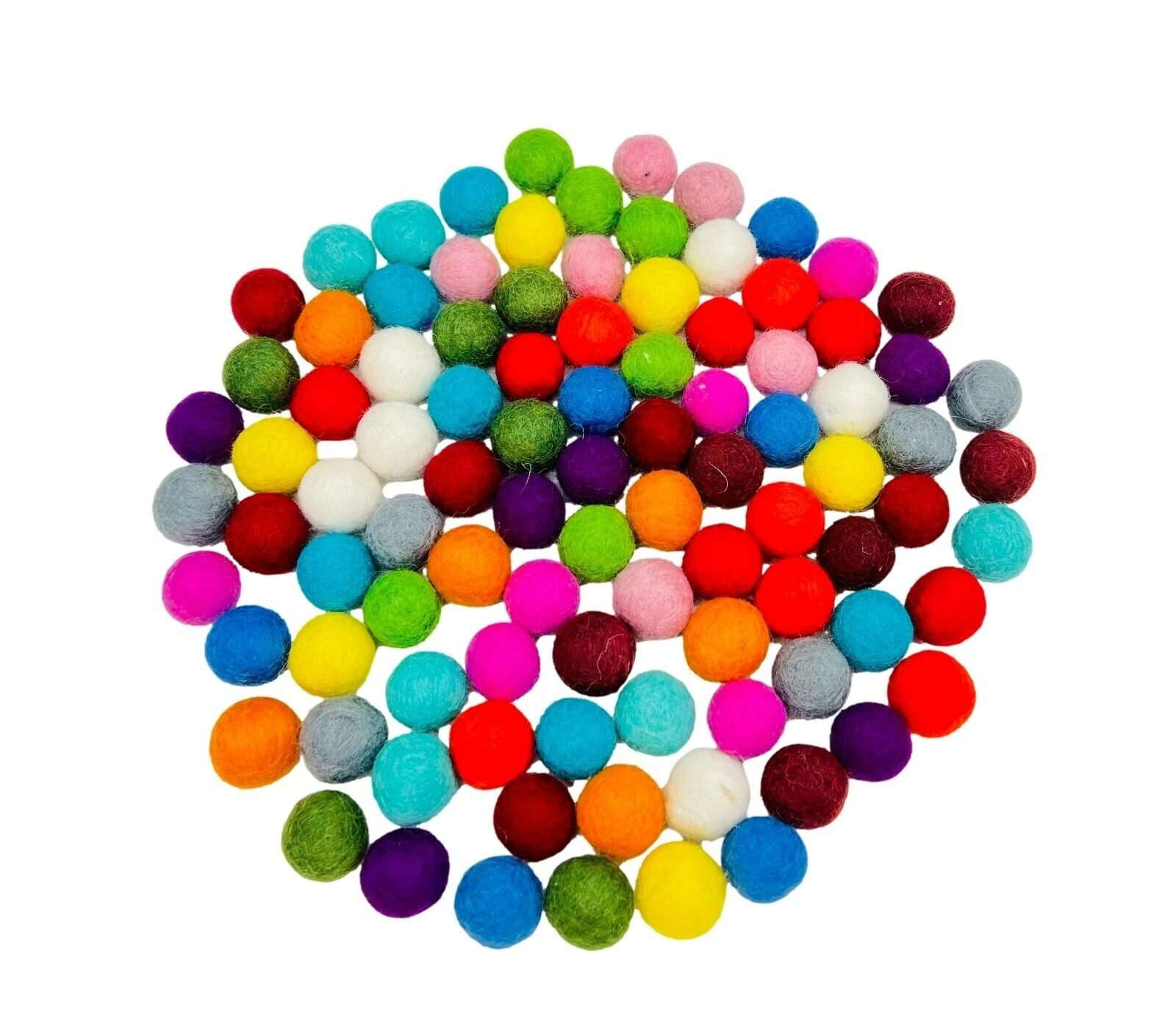 500 Pcs Mixed Colors Natural Felt Balls. 100% Wool Handcrafted 2.0 cm Wholesale
