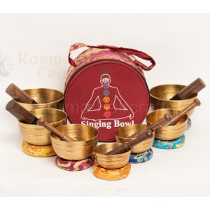 Chakra Healing Singing Bowl Set of 7 Hand Hammered Tibetan Sound Meditation Bowl