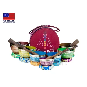 SALE 7 Chakra Healing Singing Bowl Set of 7 Colors Tibetan Sound Meditation Bowl