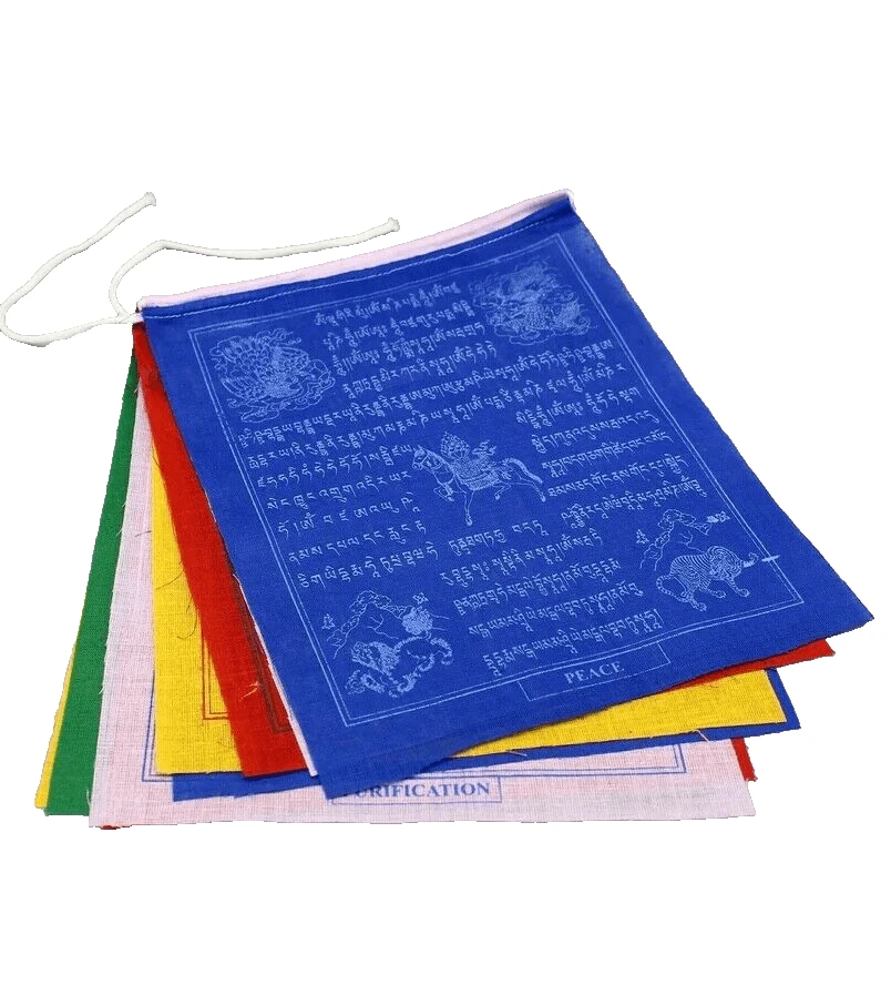 Tibetan Prayer Flags. 100% Cotton. 50 Flags Pack. 7 inches each Flag. Lungta